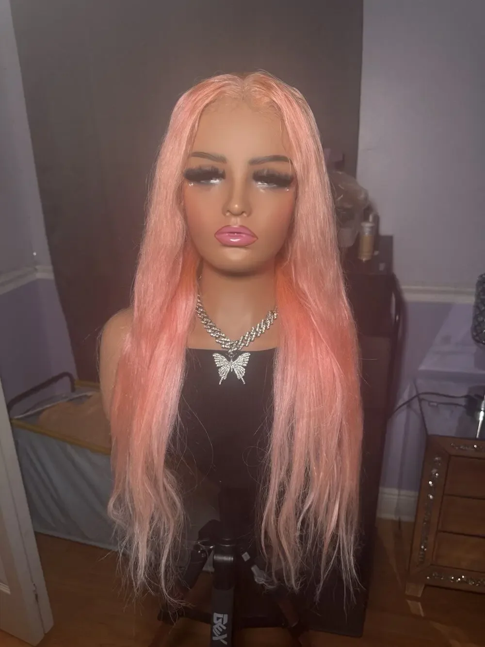 13x6 Lace Front Human Hair Wig Pink